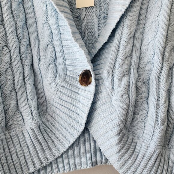 Burgess Cardigan Sweater | Women's Med | The Kiki, Frost Blue, Cable Knit NEW - Picture 3 of 11